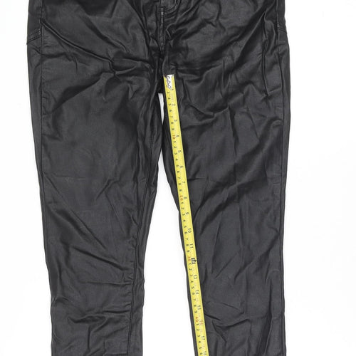 PrettyLittleThing Women's Black Faux Leather High Rise Skinny Trousers Size 12