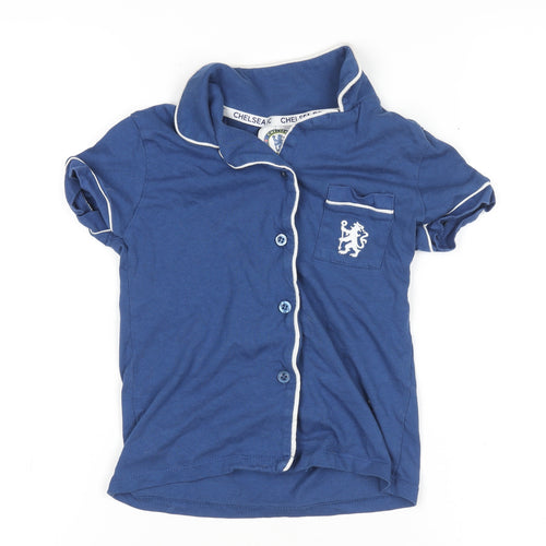 Chelsea FC Boys Blue Button-Up Shirt 4-5 Years Cotton Logo Top