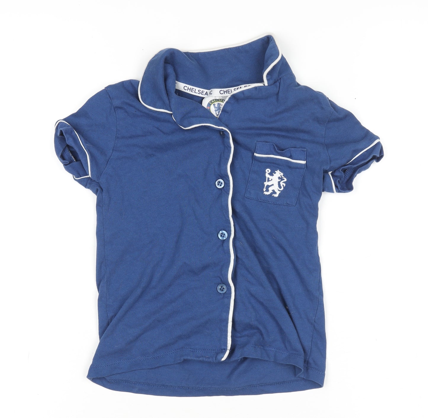 Chelsea FC Boys Blue Button-Up Shirt 4-5 Years Cotton Logo Top