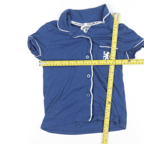 Chelsea FC Boys Blue Button-Up Shirt 4-5 Years Cotton Logo Top
