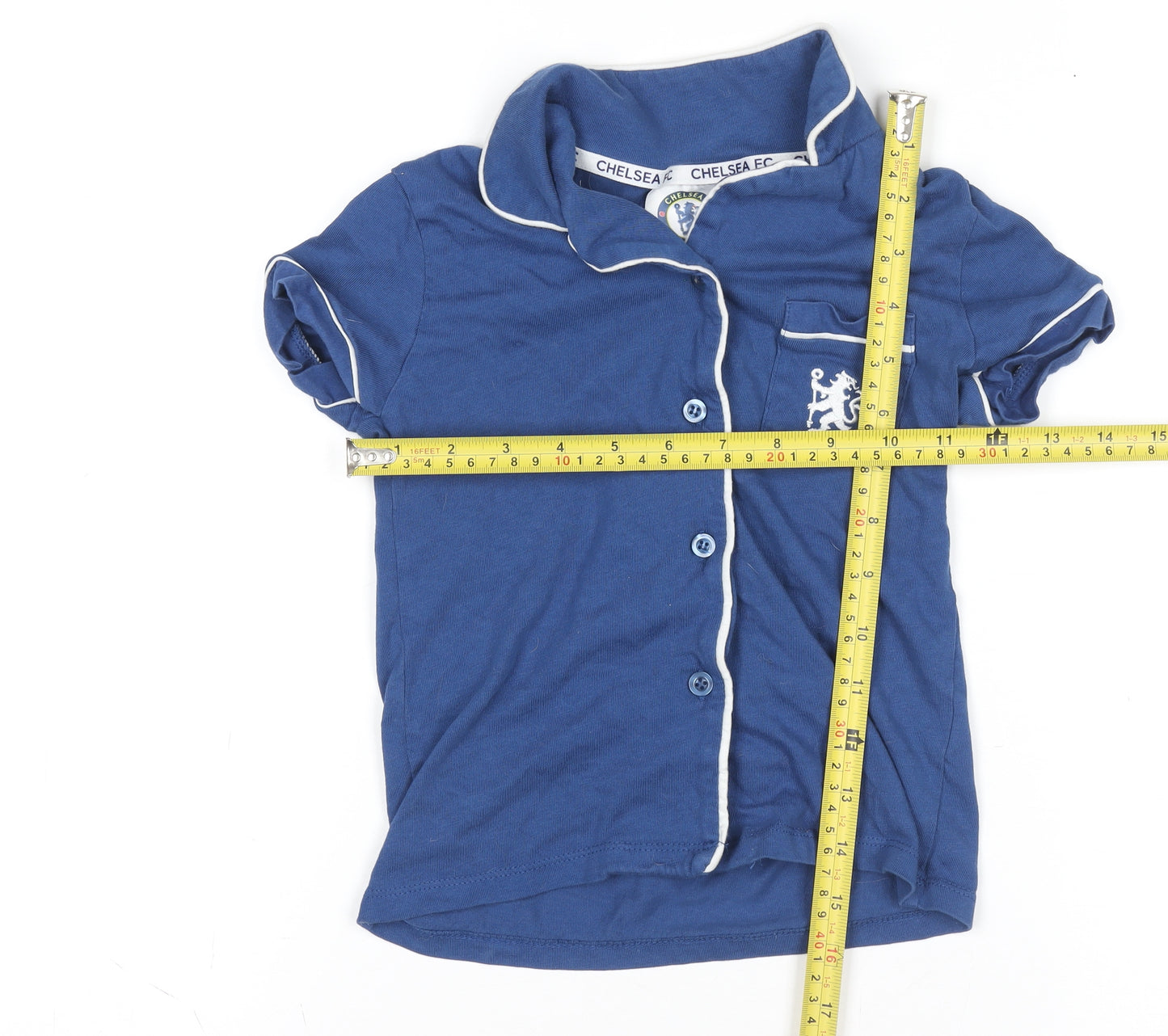 Chelsea FC Boys Blue Button-Up Shirt 4-5 Years Cotton Logo Top