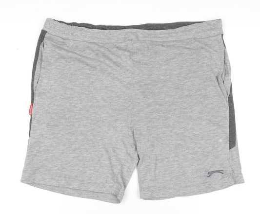 Slazenger Mens Grey Athletic Sweat Shorts Size L Elastic Waist