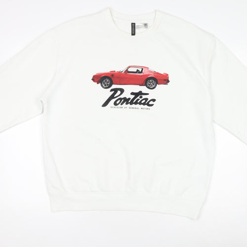 H&M Divided Women White Pontiac Car Graphic Pullover Jumper Size 12