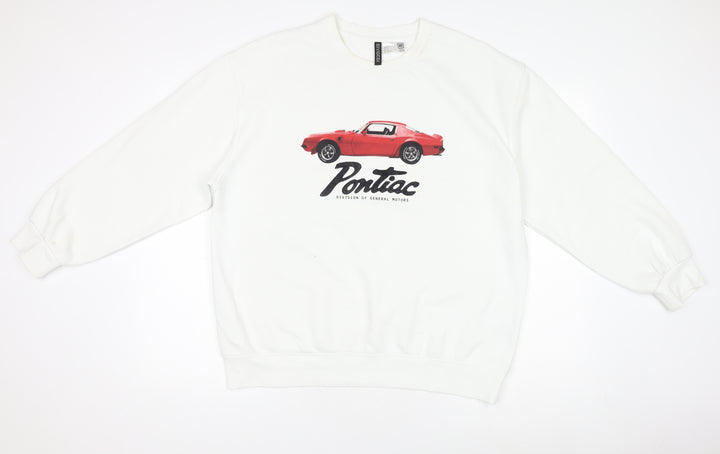 H&M Divided Women White Pontiac Car Graphic Pullover Jumper Size 12