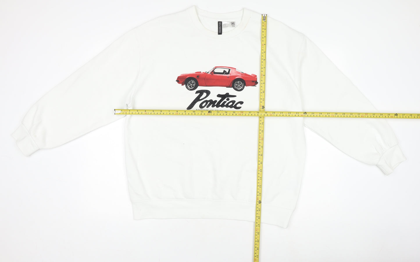 H&M Divided Women White Pontiac Car Graphic Pullover Jumper Size 12