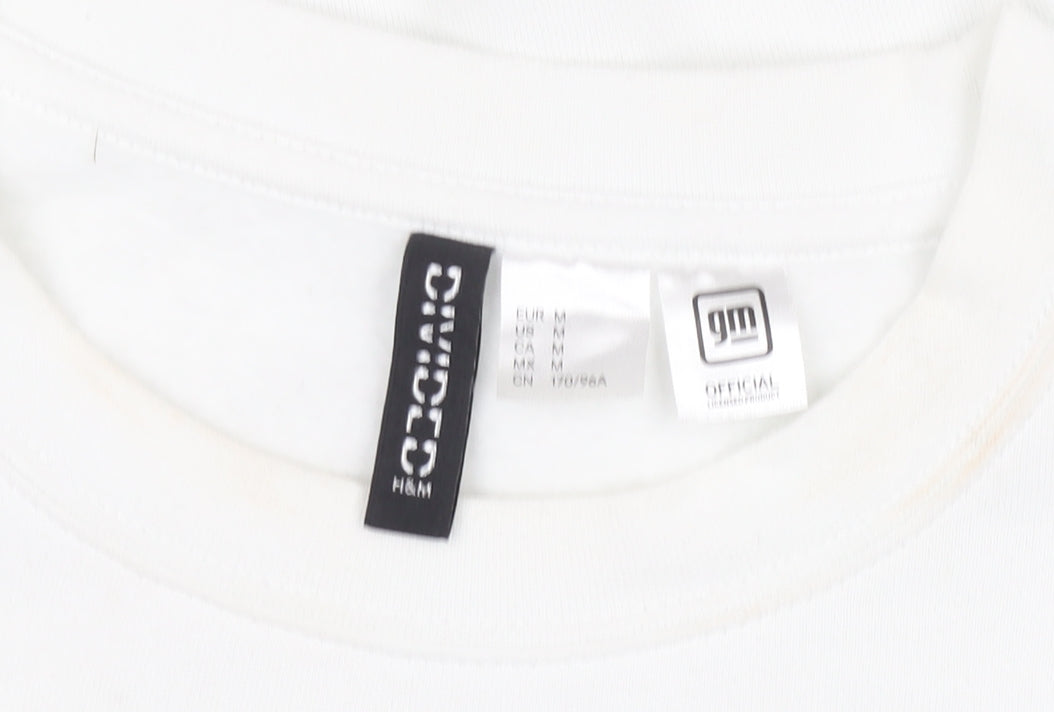 H&M Divided Women White Pontiac Car Graphic Pullover Jumper Size 12