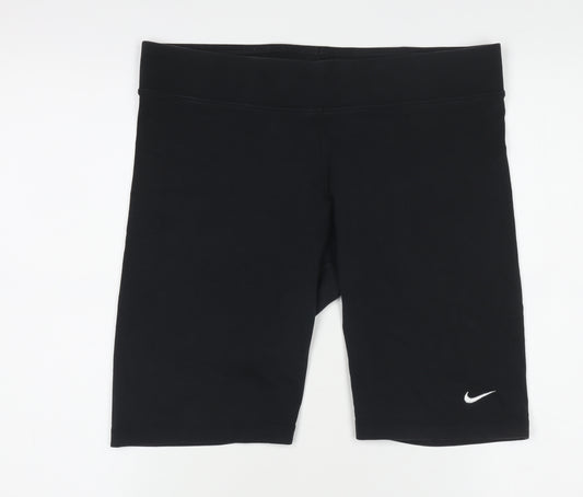 Nike Women's Black Biker Activewear Shorts Size L Stretch Gym Shorts