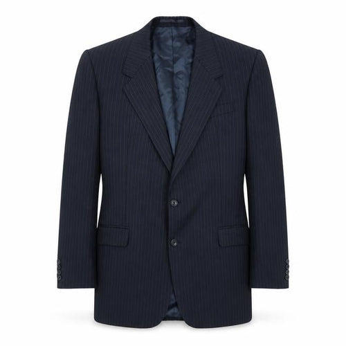 Rex Trueform Men's Black Pinstripe Wool Blazer Jacket Size L Regular Fit