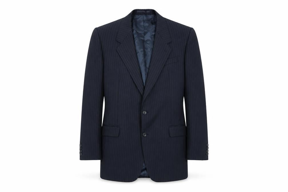 Rex Trueform Men's Black Pinstripe Wool Blazer Jacket Size L Regular Fit
