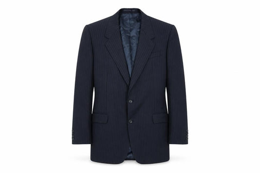 Rex Trueform Men's Black Pinstripe Wool Blazer Jacket Size L Regular Fit