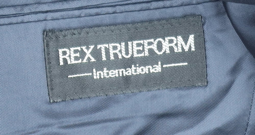 Rex Trueform Men's Black Pinstripe Wool Blazer Jacket Size L Regular Fit