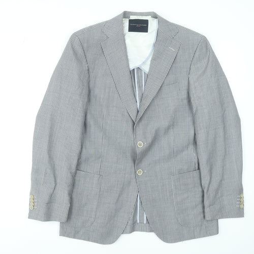 Tommy Hilfiger Men's Grey Striped Wool Blazer Jacket 48 Regular