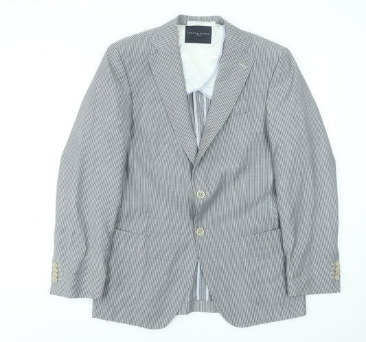 Tommy Hilfiger Men's Grey Striped Wool Blazer Jacket 48 Regular