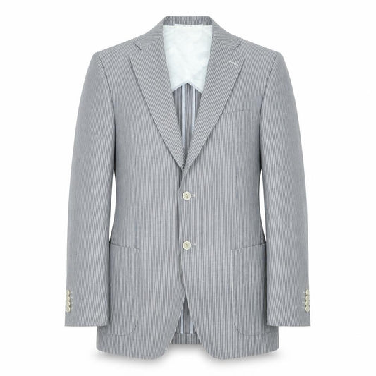 Tommy Hilfiger Men's Grey Striped Wool Blazer Jacket 48 Regular