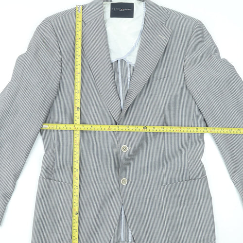 Tommy Hilfiger Men's Grey Striped Wool Blazer Jacket 48 Regular