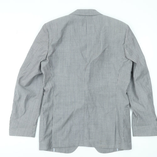 Tommy Hilfiger Men's Grey Striped Wool Blazer Jacket 48 Regular