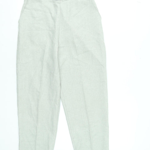 Autonomy Womens Beige Linen Elastic Waist Straight Trousers Size 12