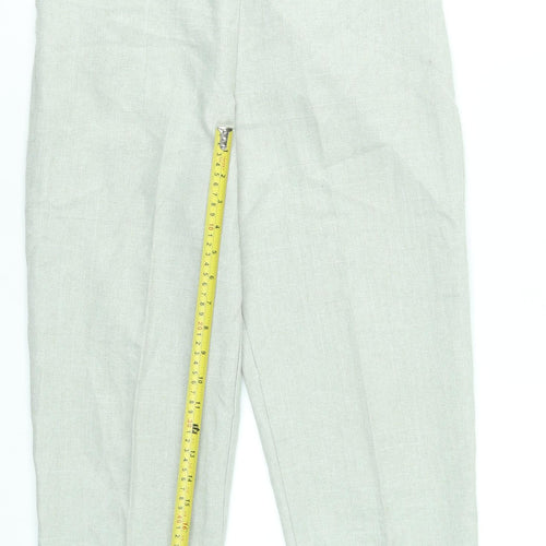 Autonomy Womens Beige Linen Elastic Waist Straight Trousers Size 12