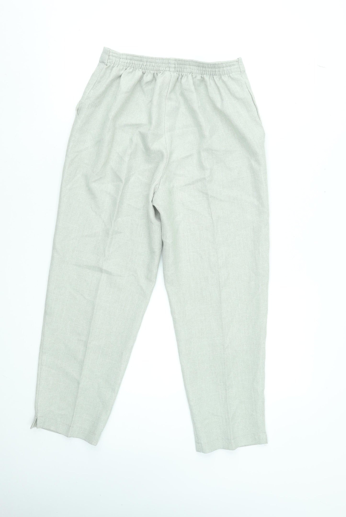 Autonomy Womens Beige Linen Elastic Waist Straight Trousers Size 12