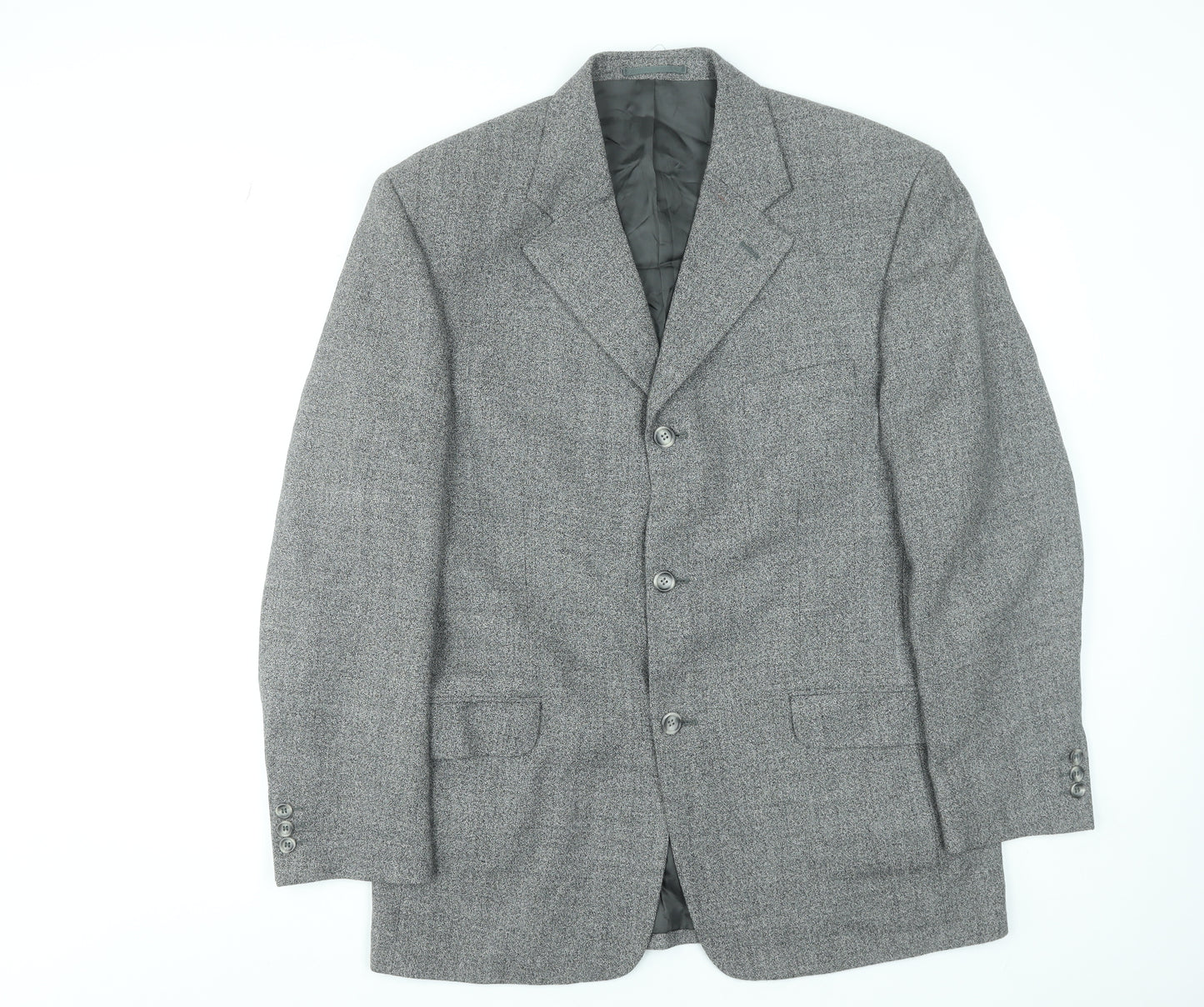 Executex Men's Grey Wool Herringbone 42R Classic Blazer Jacket
