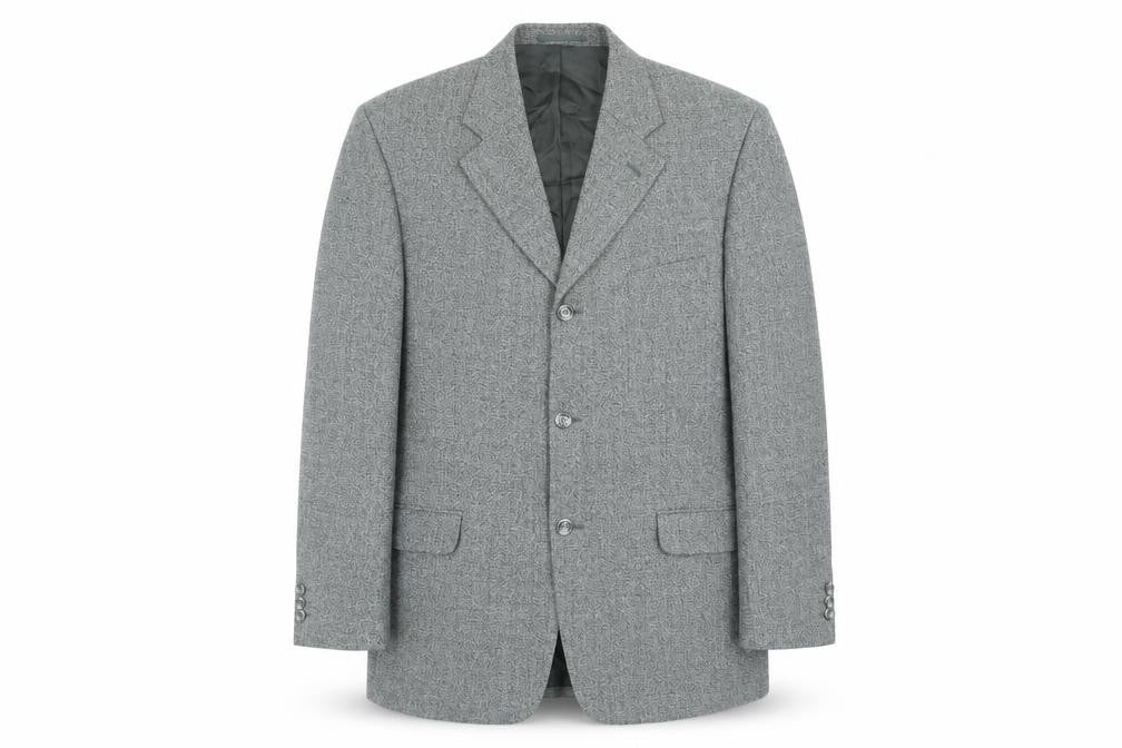 Executex Men's Grey Wool Herringbone 42R Classic Blazer Jacket