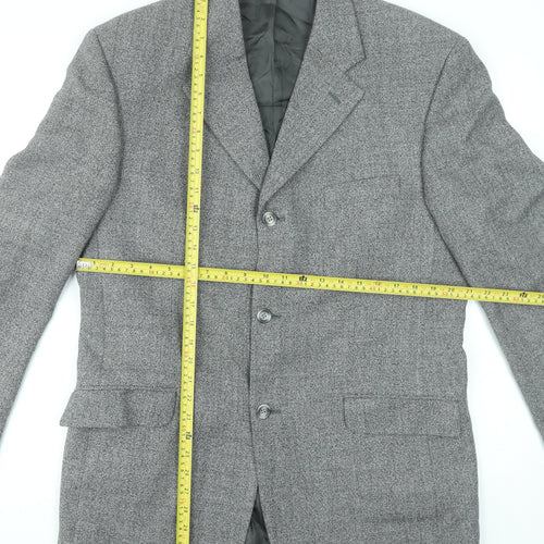 Executex Men's Grey Wool Herringbone 42R Classic Blazer Jacket