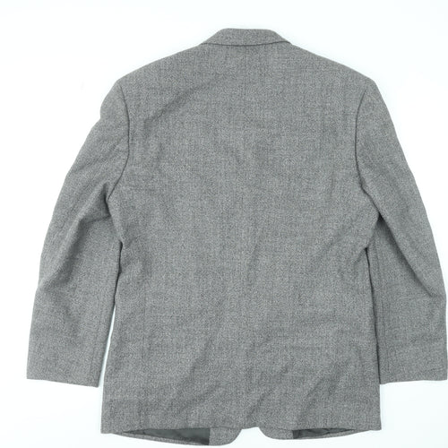 Executex Men's Grey Wool Herringbone 42R Classic Blazer Jacket