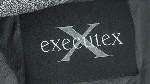 Executex Men's Grey Wool Herringbone 42R Classic Blazer Jacket