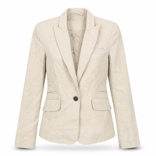 Mango Beige Cotton Blend Single-Breasted Blazer Women's UK 8