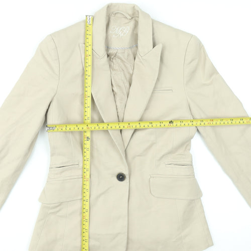 Mango Beige Cotton Blend Single-Breasted Blazer Women's UK 8