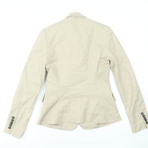Mango Beige Cotton Blend Single-Breasted Blazer Women's UK 8