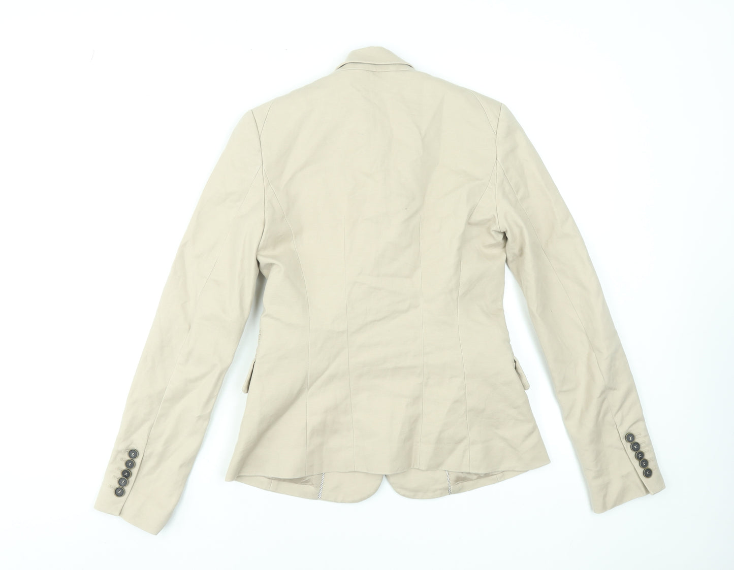 Mango Beige Cotton Blend Single-Breasted Blazer Women's UK 8