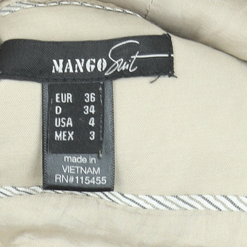 Mango Beige Cotton Blend Single-Breasted Blazer Women's UK 8