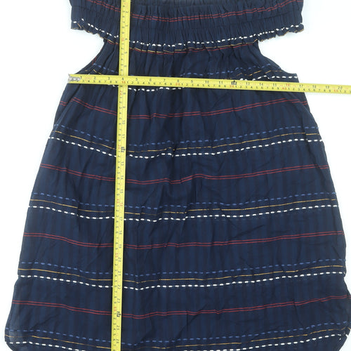 Next Women's Blue Striped Off Shoulder Cotton Shift Dress Size 14