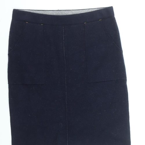 White Stuff Womens Navy Wool Blend Knee Length Pencil Skirt UK 12