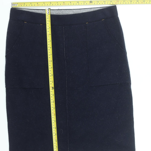 White Stuff Womens Navy Wool Blend Knee Length Pencil Skirt UK 12