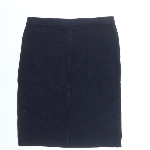 White Stuff Womens Navy Wool Blend Knee Length Pencil Skirt UK 12
