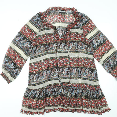 New Look Women’s Multicoloured Paisley Ruffle Boho Short Dress Size 10