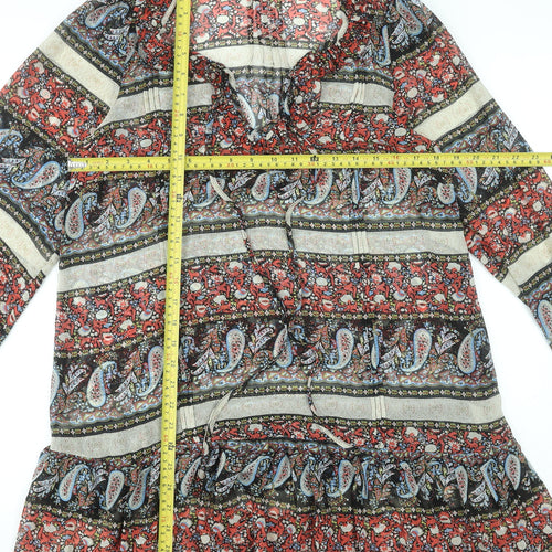 New Look Women’s Multicoloured Paisley Ruffle Boho Short Dress Size 10