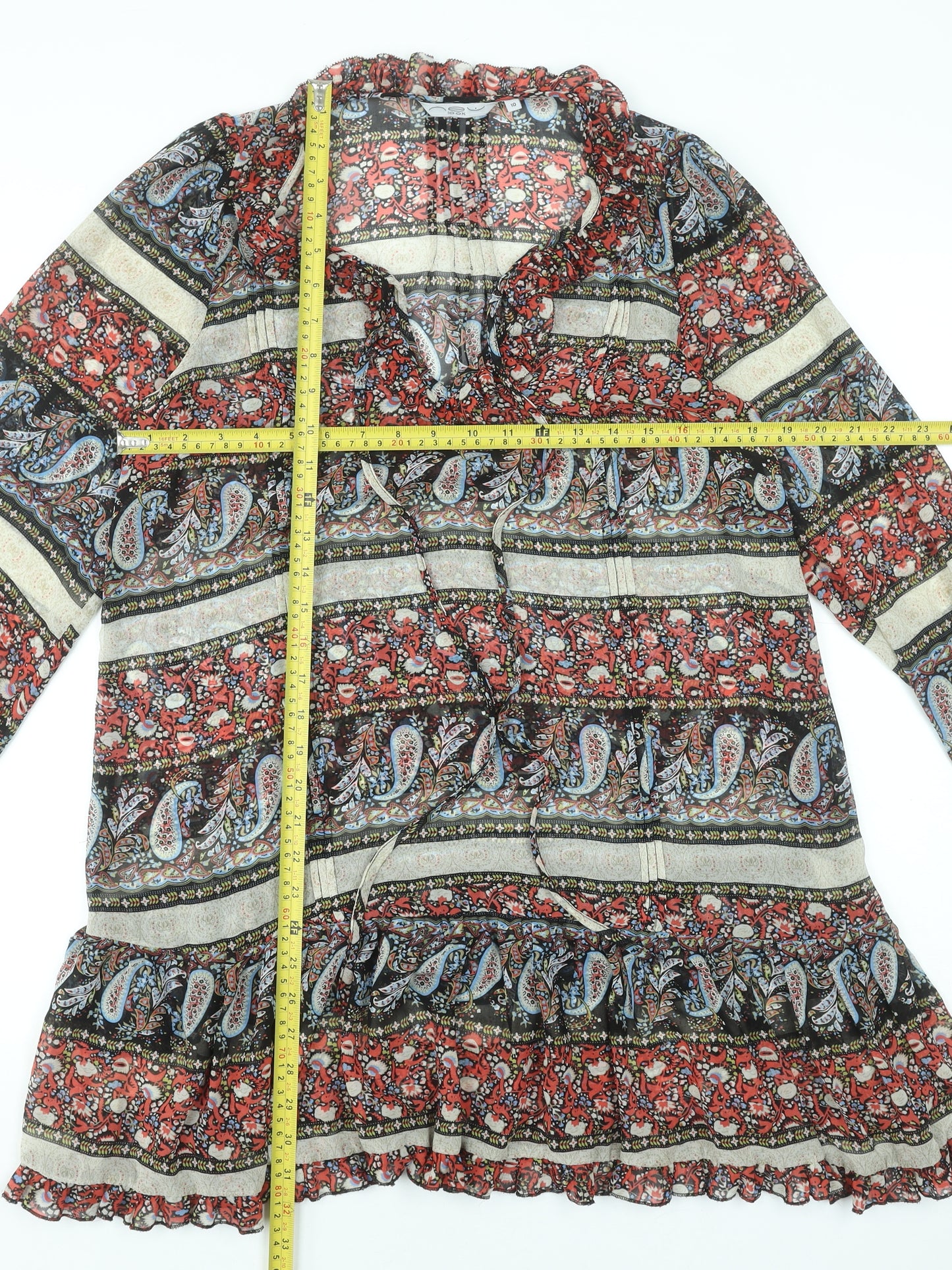 New Look Women’s Multicoloured Paisley Ruffle Boho Short Dress Size 10