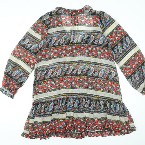 New Look Women’s Multicoloured Paisley Ruffle Boho Short Dress Size 10
