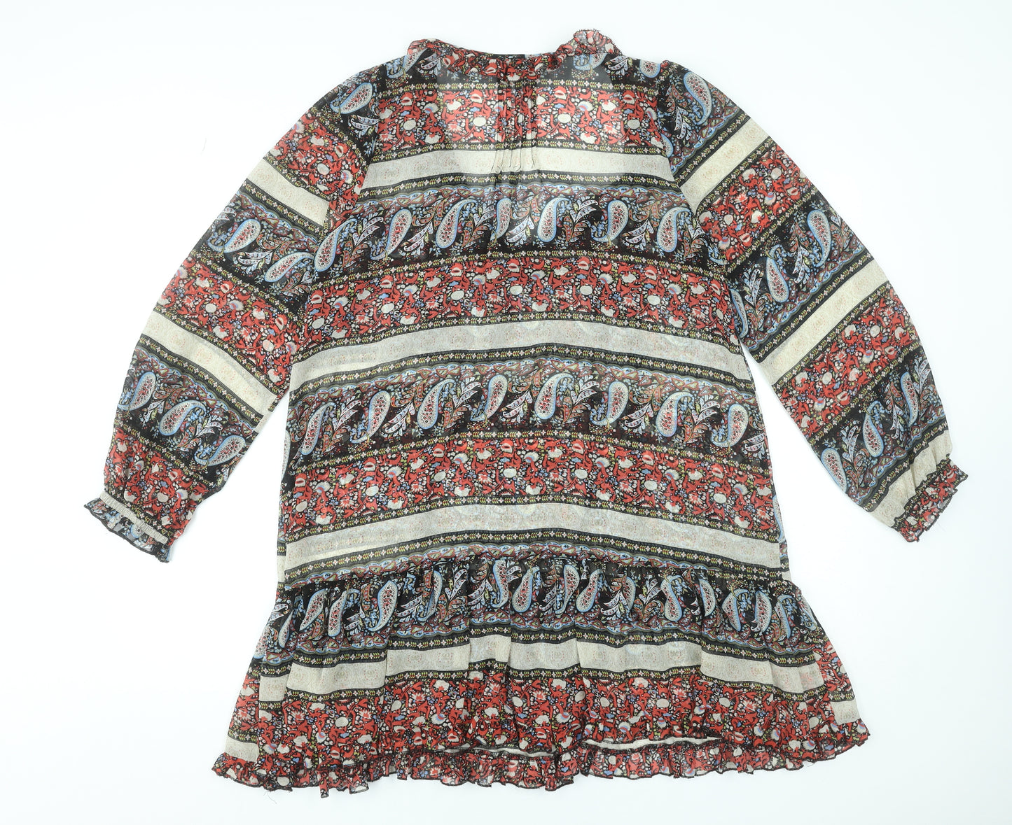 New Look Women’s Multicoloured Paisley Ruffle Boho Short Dress Size 10