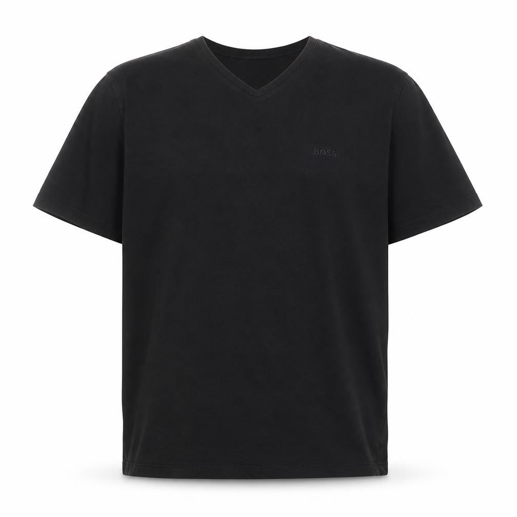 BOSS Men's Black V-Neck Cotton T-Shirt Size L Regular Fit