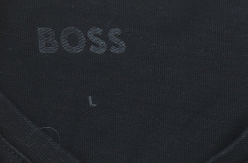 BOSS Men's Black V-Neck Cotton T-Shirt Size L Regular Fit