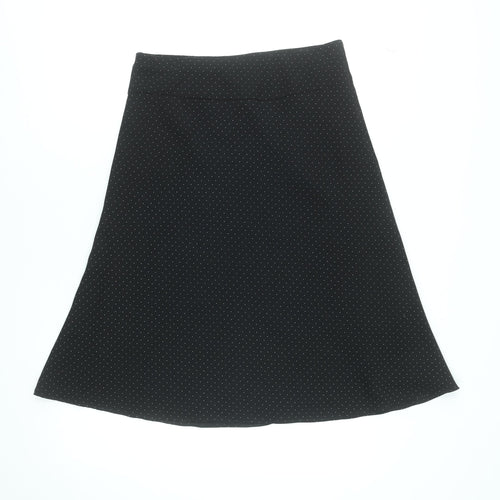 Marks and Spencer Women Black Polka Dot A-Line Knee Length Skirt UK 10
