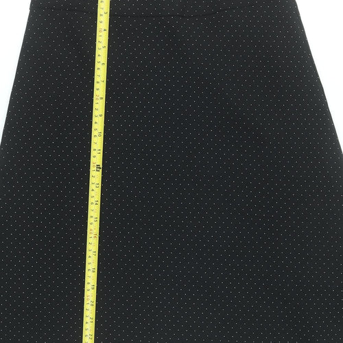 Marks and Spencer Women Black Polka Dot A-Line Knee Length Skirt UK 10