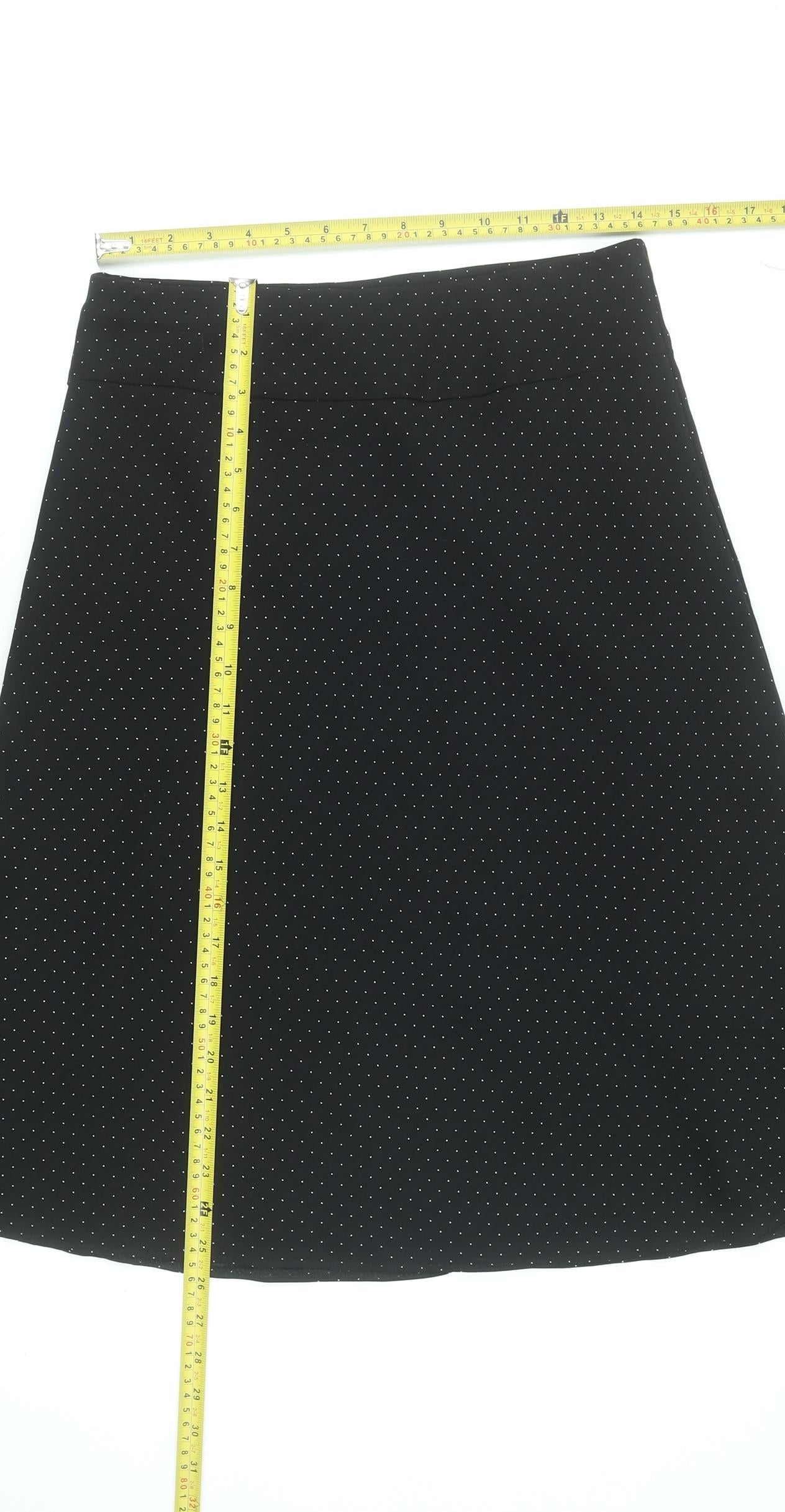 Marks and Spencer Women Black Polka Dot A-Line Knee Length Skirt UK 10