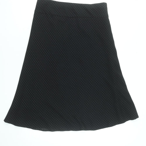 Marks and Spencer Women Black Polka Dot A-Line Knee Length Skirt UK 10