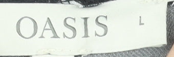 Oasis Women Black Polka Dot Pleated Midi Skirt L