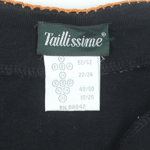 Taillissime Women's Black Floral Embroidered Cotton Tunic Blouse UK 22/24